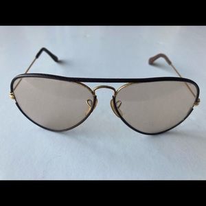 Vintage Ray Ban Leather Aviator Sunglasses